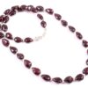 Garnet Drop Shape Beads Necklace, Garnet Gemstone Smooth Beads Necklace 7x10-8x11 MM, Garnet Gemstone Jewelry With 925 Silver Clasp 18" - Image 2