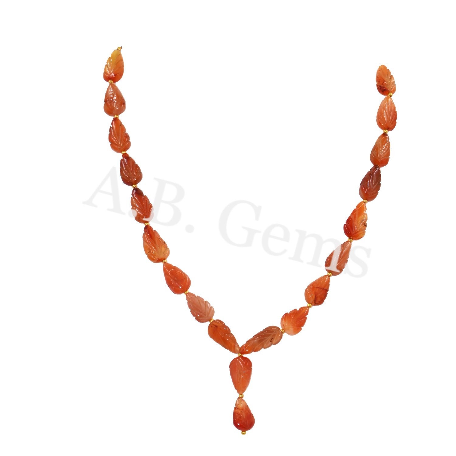 carn028) Carved Carnelian Teardrop Beads