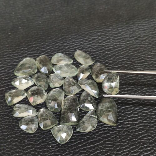 Green Amethyst Rose Cut Stones 8x9-9x17 MM, Natural Gemstone Rose Cuts for Jewelry Making, Handcrafted Slices, 20 Pieces for Gift