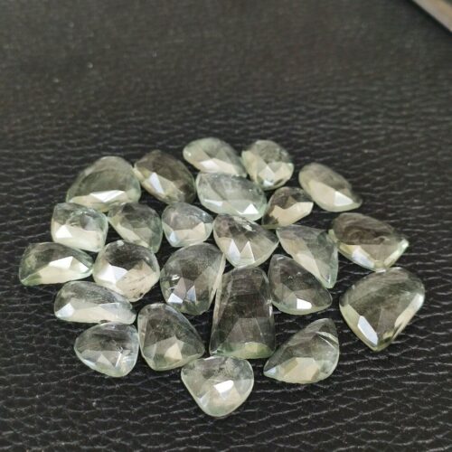 Green Amethyst Rose Cut Stones 8x9-9x17 MM, Natural Gemstone Rose Cuts for Jewelry Making, Handcrafted Slices, 20 Pieces for Gift - Image 2