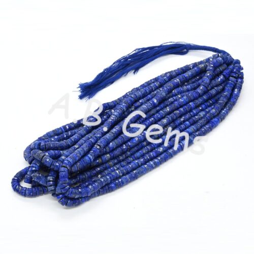 Lapiz Lazuli Round Heishi Beads 6-6.5 MM, Natural Blue Gemstone Boho Beads, Jewelry Making Tools, Loose Beads, Beads For Display 8"