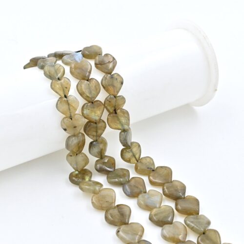 Natural Labradorite Heart Shape Beads 8-11mm, Loose Gemstone Beads for Jewelry Making, Handcrafted Stone Beads For Jewelry Designers 13" - Image 2