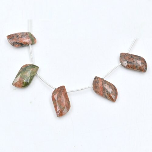 Unakite Fancy Shape Faceted Briolette Beads, Gemstone Art, Unique Sculpture, Jasper Handcrafted, Boho Beads, Healing Crystal 10.5x20 MM 6"