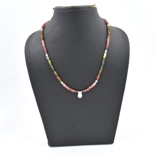 Natural Tourmaline Beads Necklace | Gemstone Art | Stone Jewelry | Freshwater Pearls | Pendants | Fine Jewelry Necklace | Gift 4-4.5 MM 18"