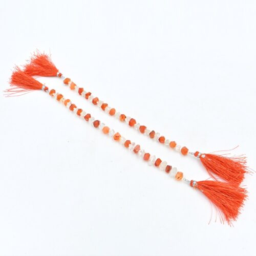 Carnelian Faceted Crystal Shape Beads | White Topaz Handcrafted Loose Beads | Healing Crystal Sculpture Beads | Handmade Beads For Gift 7" - Image 2