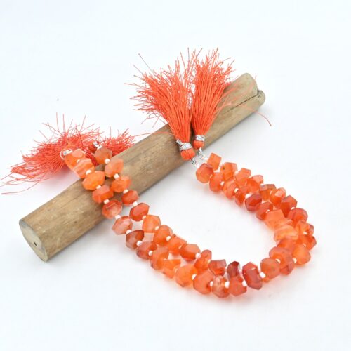 Natural Carnelian Faceted Beads, Gemstone Art, Handmade Loose Beads, Crystal Nuggets Sculpture Boho Beads, Beads For making Jewelry 8"