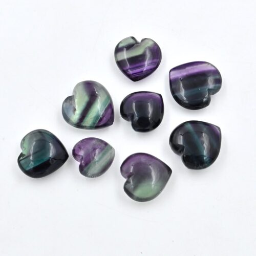 Fluorite Smooth Heart Shape 13-19 MM, Natural Gemstone, Loose Carving Stones For Making Jewelry, Handcrafted Stones, Handmade Gems 10 Pc