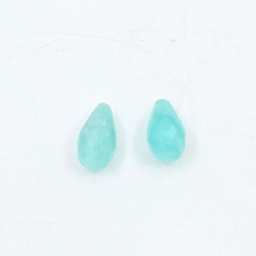 Amazonite Faceted Drops 7x12 MM - Natural Gemstone Charms for Jewelry Making - Unique Jewelry Supplies - Loose Stone For Crafters 4 PC