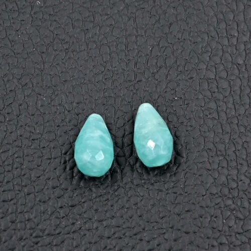 Amazonite Faceted Drops 7x12 MM - Natural Gemstone Charms for Jewelry Making - Unique Jewelry Supplies - Loose Stone For Crafters 4 PC - Image 2