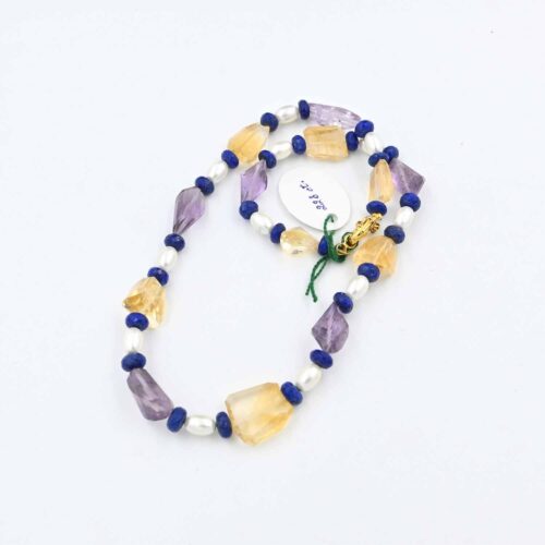 Citrine Nugget Beads Necklace, Genuine Amethyst Nuggets Bead Necklaces, Lapis Lazuli Faceted Round Beads, Natural Gemstone Beaded Necklace - Image 2