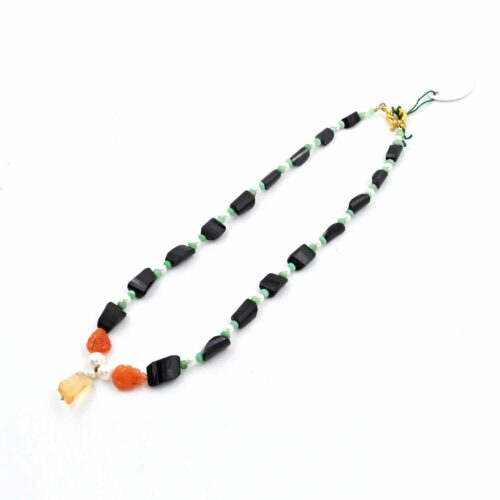 Black Spinel Faceted Nugget Beads Necklace Elegant Orange Carnelian Carved with Citrine Pendant Jewelry Handmade Beaded Necklace for Women - Image 2