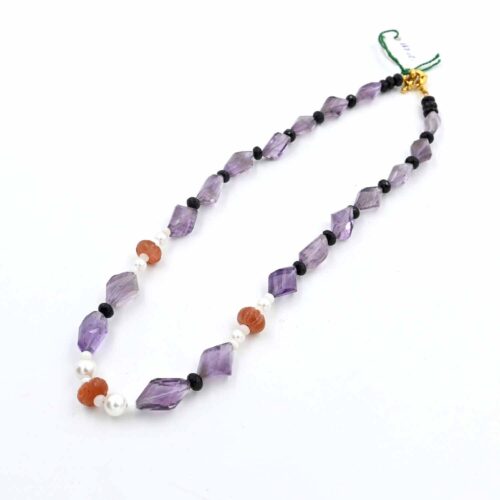 Natural Amethyst Faceted Nugget Necklace - Purple Gemstone Beads Statement Jewelry - Handcrafted Black Spinel Necklace Anniversary Gifts - Image 2