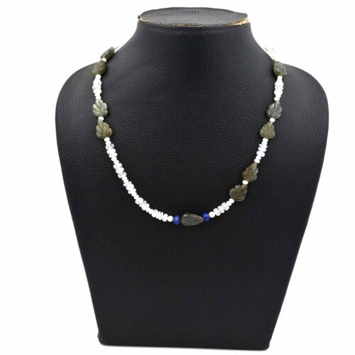 Rainbow Moonstone Faceted Beads Necklace, Natural Labradorite Flashy Curved Necklace, Blue Lapis Lazuli Faceted Beaded Necklaces for Gifts