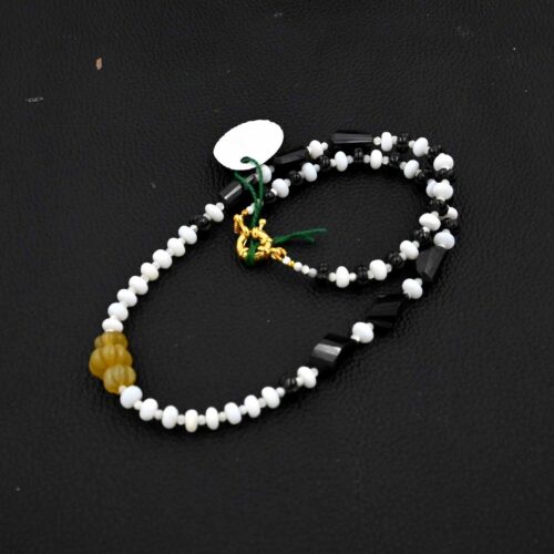 White Opal Smooth Beads Necklace, Black Spinel Nugget Beaded Necklace, Yellow Opal Carved Pumpkin Beads Necklace, Fancy Melon Shape Beads - Image 2