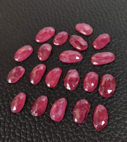 Ruby Rose Cut Gemstones, Fancy Shape Ruby Rose Cuts, Faceted Cabochons, 25 Pcs Loose Ruby Rose Cut Stones for Jewelry Making