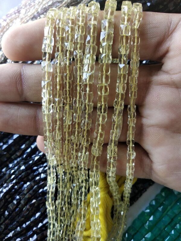 Lemon Box Faceted Beads Handmade Loose Gemstones 4-5 MM Length 8" - Image 2