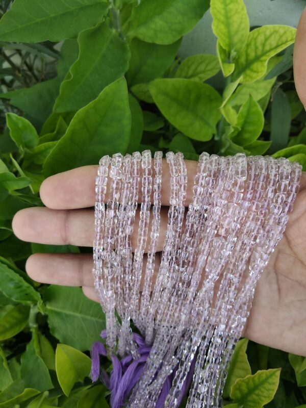 Amethyst Box Faceted Beads Handmade Loose Gemstone Purple Cube Beads 3-5 MM Length 8" - Image 2