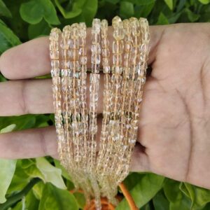 Citrine Box Faceted Beads Handmade Loose Gemstone 3-4 MM Length 8"