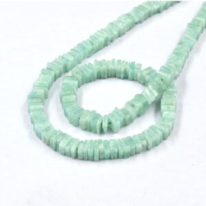 Natural Amazonite Square Shape Beads 4.5-5mm Blue Amazonite Square Heishi Beads Heishi Gemstone