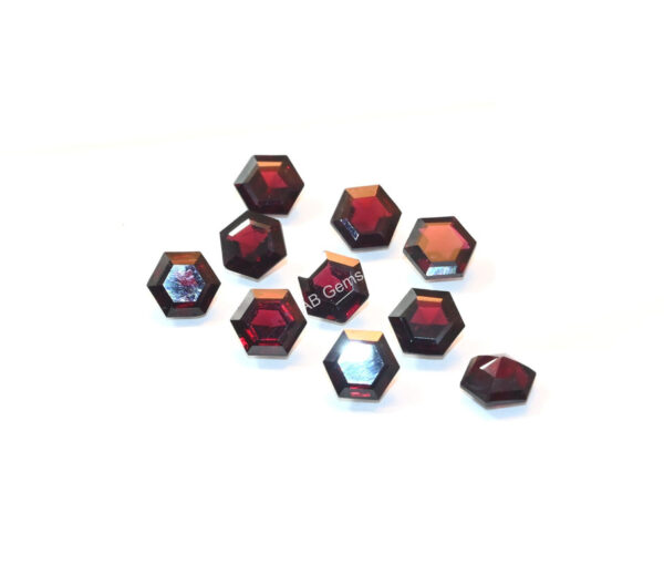 Garnet Hexagon Shape Cuts 12 MM, Garnet Gemstone Loose Cuts, Garnet Handmade Six Corner Loose Cuts 4 Pc - Image 2