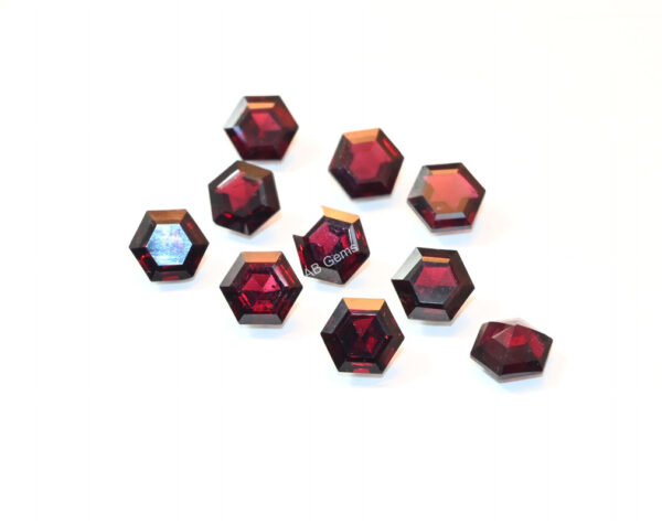 Garnet Hexagon Shape Cuts 12 MM, Garnet Gemstone Loose Cuts, Garnet Handmade Six Corner Loose Cuts 4 Pc - Image 3