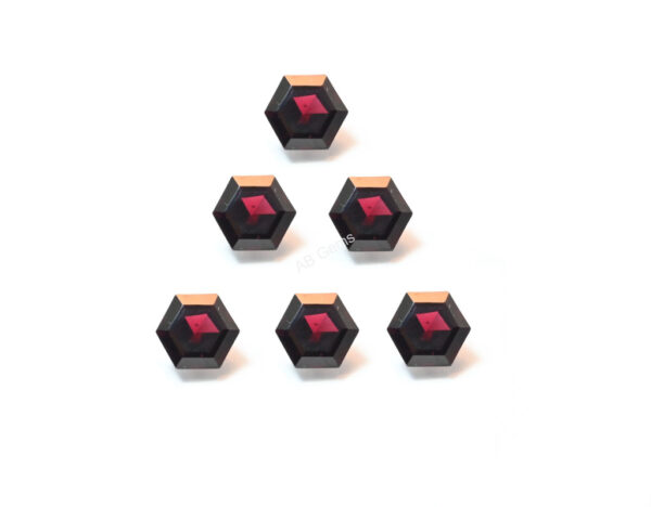 Garnet Hexagon Shape Loose Cut Stone 10 MM, Garnet Gemstone Handmade Cuts, Garnet Six Corner Shape Cuts Stone 4 Pc
