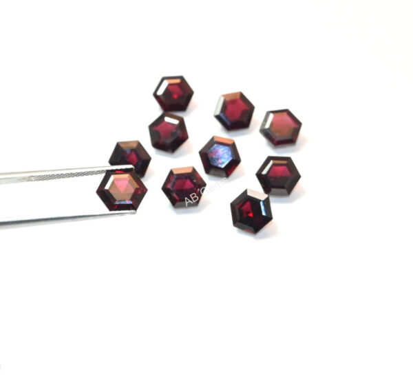 Garnet Hexagon Shape Loose Cut Stone 10 MM, Garnet Gemstone Handmade Cuts, Garnet Six Corner Shape Cuts Stone 4 Pc - Image 2