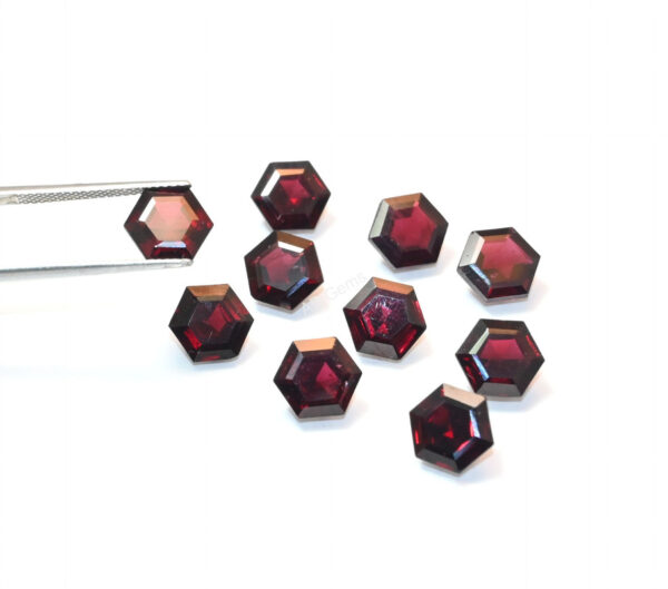 Garnet Hexagon Shape Loose Cut Stone 10 MM, Garnet Gemstone Handmade Cuts, Garnet Six Corner Shape Cuts Stone 4 Pc - Image 3