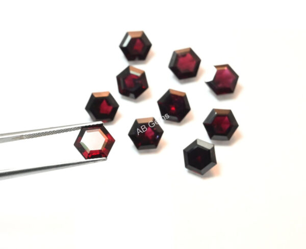 Garnet Hexagon Handmade Cuts 8 MM, Garnet Gemstone Shape Loose Cut Stone, Garnet Six Corner Shape Cuts Stone 5 Pc