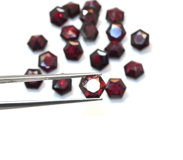Garnet Hexagon Gemstone Cuts 12 MM, Garnet Handmade Star Facet Cuts, Garnet Six Corner Loose Cuts 4 Pc
