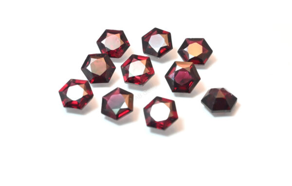 Garnet Hexagon Gemstone Cuts 12 MM, Garnet Handmade Star Facet Cuts, Garnet Six Corner Loose Cuts 4 Pc - Image 3