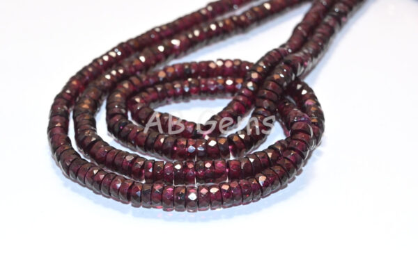 Garnet Round Heishi Beads 5-5.5 MM, Garnet Gemstone Faceted Heishi Beads, Garnet Handmade Tyre Beads, Garnet Loose Beads 16" - Image 3