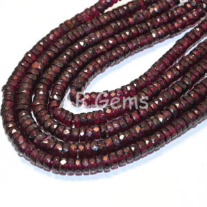 Garnet Round Heishi Beads 5-5.5 MM, Garnet Gemstone Faceted Heishi Beads, Garnet Handmade Tyre Beads, Garnet Loose Beads 16"