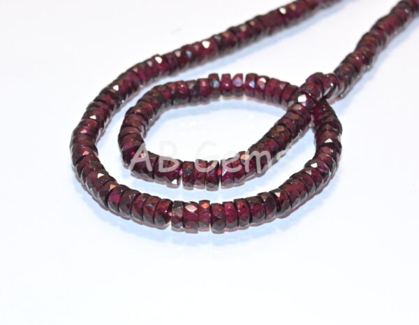 Garnet Round Heishi Beads 5-5.5 MM, Garnet Gemstone Faceted Heishi Beads, Garnet Handmade Tyre Beads, Garnet Loose Beads 16" - Image 4