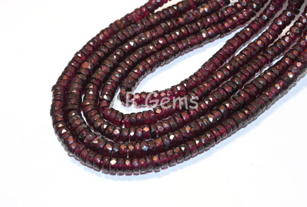 Garnet Round Heishi Beads 5-5.5 MM, Garnet Gemstone Faceted Heishi Beads, Garnet Handmade Tyre Beads, Garnet Loose Beads 16"