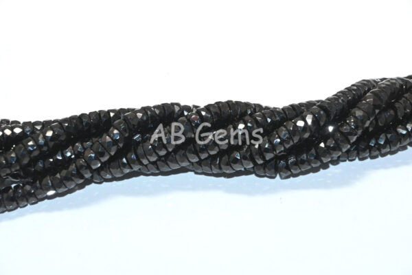 Black Spinel Faceted Heishi Beads, Black Spinel Gemstone Heishi Beads 5.5-6 MM, Black Spinel Round Heishi Beads, Black Spinel Loose Beads 16" - Image 2