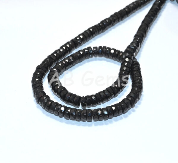Black Spinel Faceted Heishi Beads, Black Spinel Gemstone Heishi Beads 5.5-6 MM, Black Spinel Round Heishi Beads, Black Spinel Loose Beads 16" - Image 3