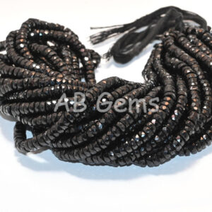 Black Spinel Faceted Heishi Beads, Black Spinel Gemstone Heishi Beads 5.5-6 MM, Black Spinel Round Heishi Beads, Black Spinel Loose Beads 16"