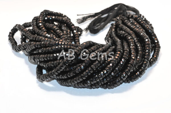 Black Spinel Faceted Heishi Beads, Black Spinel Gemstone Heishi Beads 5.5-6 MM, Black Spinel Round Heishi Beads, Black Spinel Loose Beads 16"