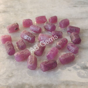Ruby Crystals 6x7.5-6x11 MM, Ruby Pencil Shape Rough, Ruby Gemstone Rocks, Beautiful Ruby Rough 100Ct. 23 Pc.