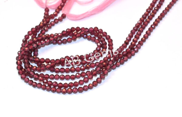 Garnet Roundel Shape Beads 3 MM, Garnet Gemstone Handmade Beads, Garnet Sphere Shape Loose Beads 13" Pack Of 5 Strands - Image 2