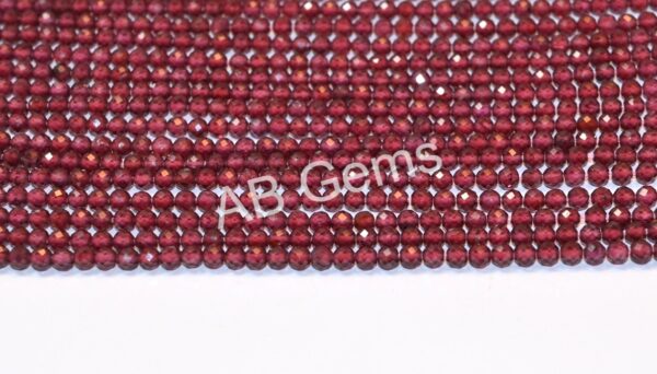 Garnet Roundel Shape Beads 3 MM, Garnet Gemstone Handmade Beads, Garnet Sphere Shape Loose Beads 13" Pack Of 5 Strands