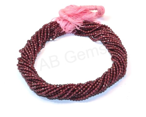 Garnet Roundel Shape Beads 3 MM, Garnet Gemstone Handmade Beads, Garnet Sphere Shape Loose Beads 13" Pack Of 5 Strands - Image 3