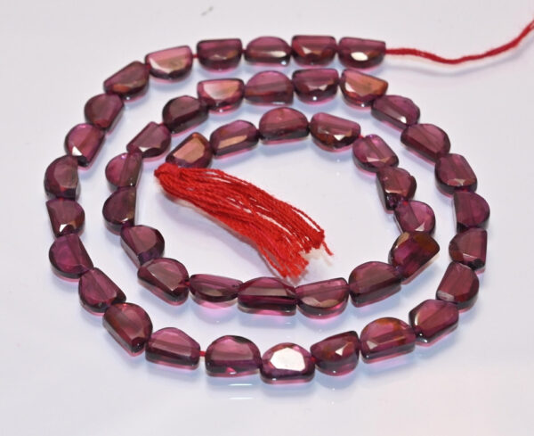 Garnet Flat Faceted Beads 4x6-5.5x7.5 MM, Garnet Gemstone Handmade Beads, Garnet D Shape Loose Beads 13" - Image 3