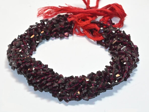Garnet Hood Shape Beads 4.5x6-5.5x7 MM, Garnet Faceted Triangle Shape Loose Beads, Garnet Gemstone Handmade Shape Beads 13" - Image 2