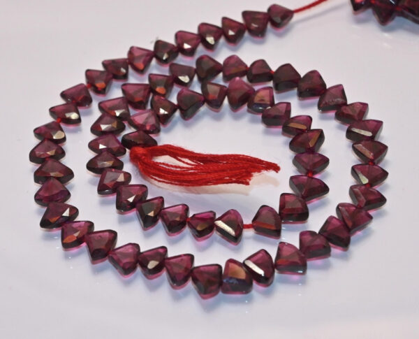 Garnet Hood Shape Beads 4.5x6-5.5x7 MM, Garnet Faceted Triangle Shape Loose Beads, Garnet Gemstone Handmade Shape Beads 13" - Image 4