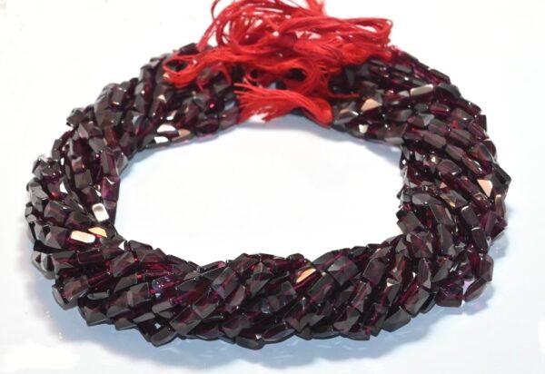 Garnet Rectangle Shape Beads, Garnet Faceted Shape Beads 5x7 MM, Garnet Gemstone Handmade Beads 13" - Image 2