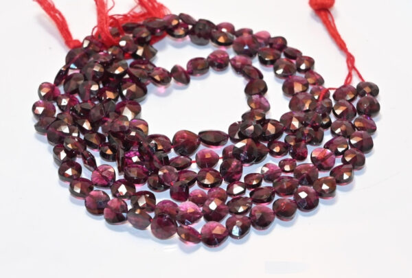 Garnet Heart Shape Beads 6-8 MM, Garnet Gemstone Faceted Beads, Amazing Garnet Handmade Beads 13" - Image 2