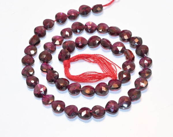Garnet Heart Shape Beads 6-8 MM, Garnet Gemstone Faceted Beads, Amazing Garnet Handmade Beads 13" - Image 3