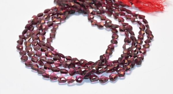 Garnet Fancy Shape Beads 5.5x7 MM, Garnet Faceted Beads, Garnet Gemstone Stat Drilled Beads, Garnet Loose Shape Beads 13" - Image 2
